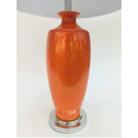 Duza lampa stołowa w kolorze pomarańczowym, ceramika